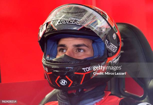 Jordi Torres of Spain and MV Augusta Reparto Corse looks on in box during the Motul FIM Superbike World Championship - Free Practice at Donington...