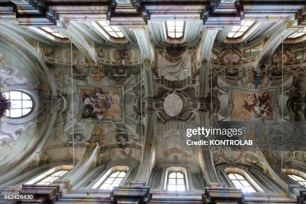 View of the San Bernardino church in Saluzzo, one of ten most beautiful little villages in Italy. Saluzzo is a village of Piemonte region northern...