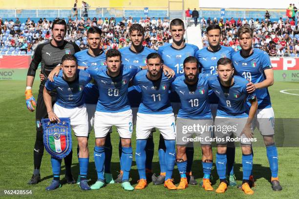 Italy initial team during the International Friendly match between Portugal U21 and Italy U21 at Estadio Antonio Coimbra da Mota on May 24, 2018 in...