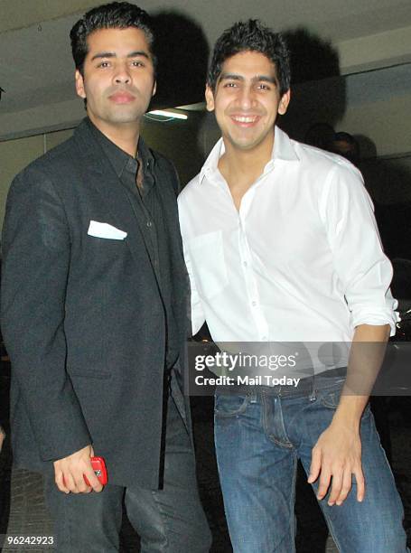 Director Karan Johar at Karisma Kapoor's house warming party in Mumbai on January 26, 2010.