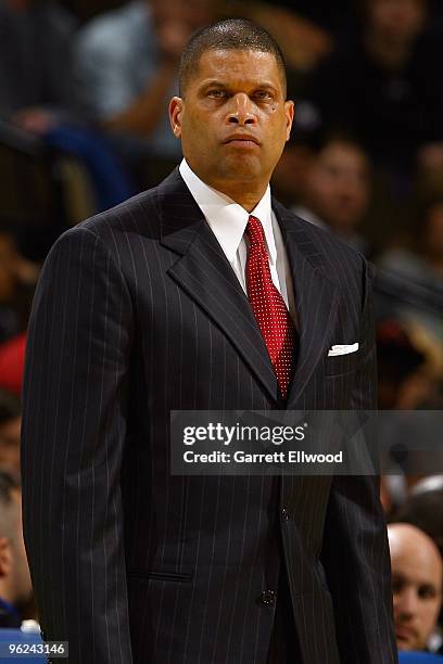 Head coach Eddie Jordan of the Philadelphia 76ers looks on during the game against the Denver Nuggets on January 3, 2010 at the Pepsi Center in...