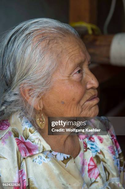 Portrait of an old Zapotek woman in Teotitlan del Valle, a small town in the Valles Centrales Region near Oaxaca, southern Mexico.