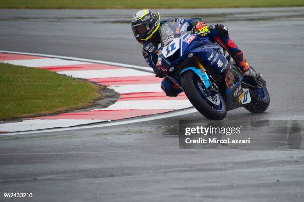 Sandro Cortese of Germany and Kallio Racing rounds the bend during the Motul FIM Superbike World Championship - Free Practice at Donington Park on...