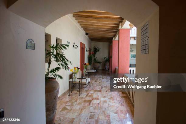 The interior of the Hotel Casa Antigua in Oaxaca City, Mexico.