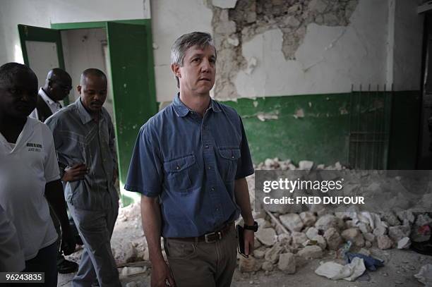 Acting deputy head of the UN mission to Haiti Anthony Banbury visits Jacmel on January 28, 2010. Quake-hit Haiti will need at least a decade of...