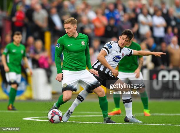 Louth , Ireland - 25 May 2018; Paul O'Conor of Bray Wanderers in action against Jamie McGrath of Dundalk during the SSE Airtricity League Premier...