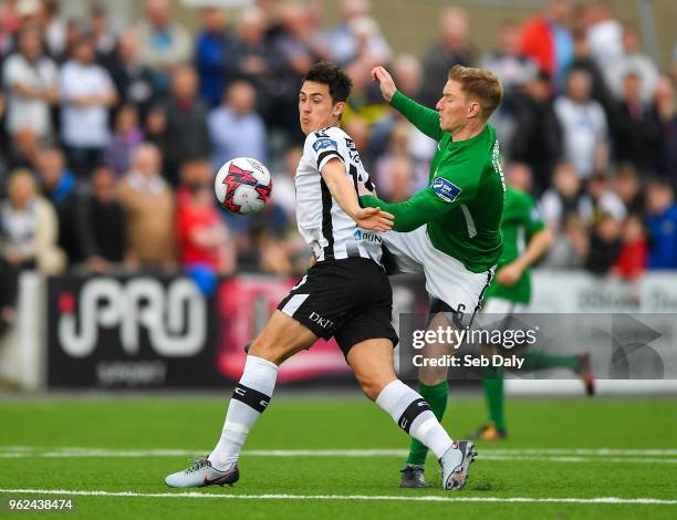 Louth , Ireland - 25 May 2018; Jamie McGrath of Dundalk in action against Paul O'Conor of Bray Wanderers during the SSE Airtricity League Premier...