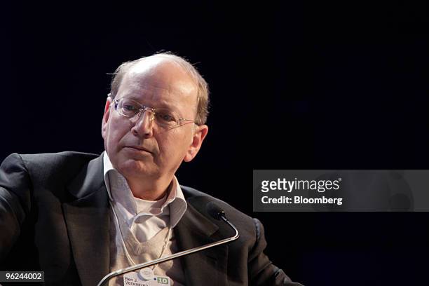 Ben Verwaayen, chief executive officer of Alcatel-Lucent SA, attends a panel discussion on day two of the 2010 World Economic Forum annual meeting in...