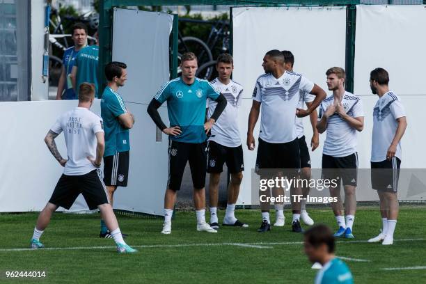 Marco Reus of Germany, Goalkeeper Bernd Leno of Germany, Nils Petersen of Germany, Jonathan Tah of Germany, Timo Werner of Germany and Marvin...