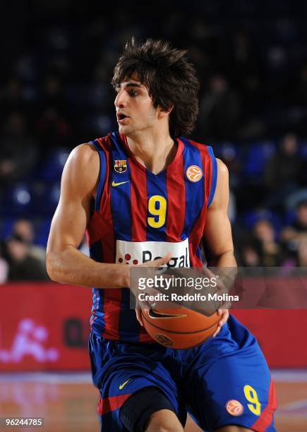 Ricky Rubio, #9 of Regal FC Barcelona in action during the Euroleague Basketball 2009-2010 Last 16 Game 1 between Regal FC Barcelona vs Maroussi BC...