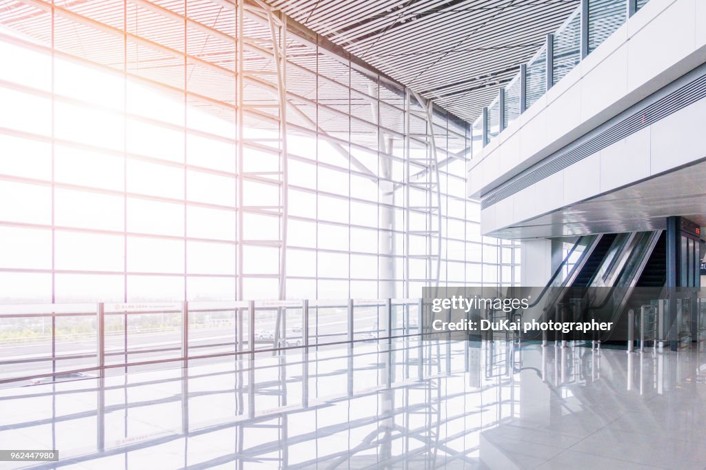 Empty airport terminal waiting area