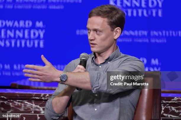 Jon Favreau, Jon Lovett and Tommy Vietor, hosts of 'Pod Save America" are joined by Senator Elizabeth Warren for a forum on civic engagement at the...