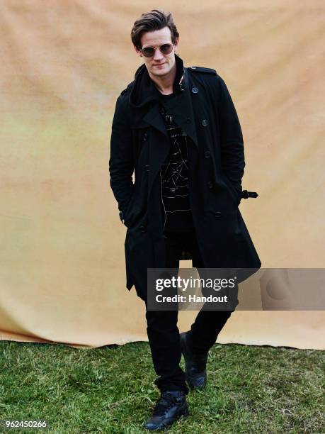 In this handout image supplied by Ray-Ban, Matt Baker wearing Ray-Ban poses at the Ray-Ban Studios during All Points East Festival at Victoria Park...