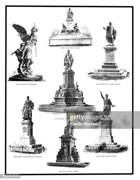 budapest-statuen - ungarn stock-grafiken, -clipart, -cartoons und -symbole