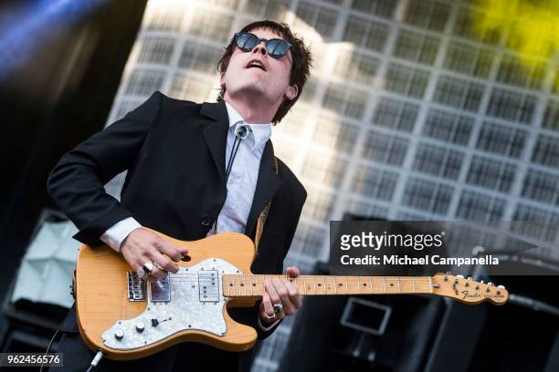 Jens Siverstedt of Mando Diao performs in concert at Grona Lund on May 25, 2018 in Stockholm, Sweden.