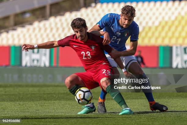 Portugal midfielder Xadas vies with Italy midfielder Manuel Locatelli for the ball possession during the International Friendly match between...