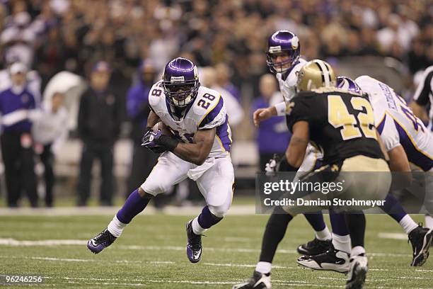 Playoffs: Minnesota Vikings Adrian Peterson in action vs New Orleans Saints. New Orleans, LA 1/24/2010 CREDIT: Damian Strohmeyer