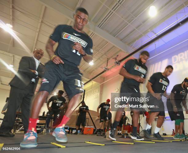 Jerick Newsome competes during the NASCAR Drive for Diversity Combine at the NASCAR Research and Development Center on May 25, 2018 in Concord, North...