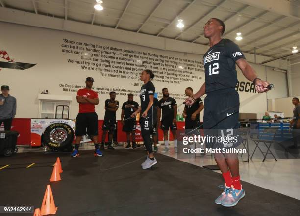 Jerick Newsome competes during the NASCAR Drive for Diversity Combine at the NASCAR Research and Development Center on May 25, 2018 in Concord, North...