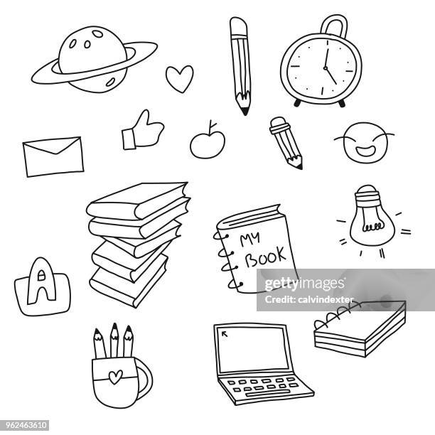 zurück zu schule und kritzeleien - doodle stock-grafiken, -clipart, -cartoons und -symbole