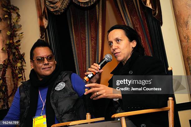 Directors Bird Runningwater and Rachel Perkins attend Patron Circle Reception during the 2010 Sundance Film Festival at Wahso Asian Grill on January...