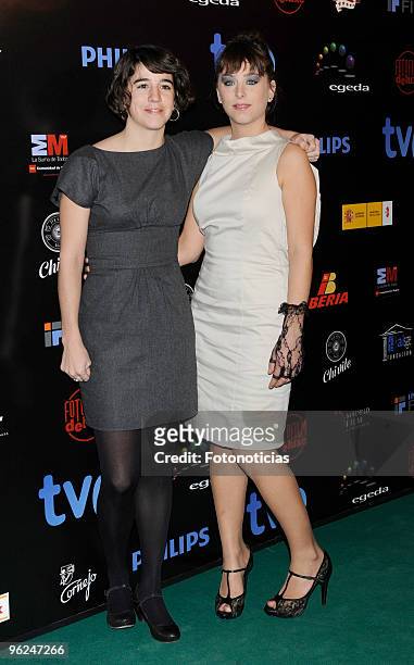Actresses Mar Coll and Nausicaa Bonnin arrive to the ''Forque Awards 2010'' ceremony, at the Palacio de Congresos on January 28, 2010 in Madrid,...