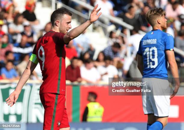 Portugal and Wolverhampton Wanderers forward Diogo Jota celebrates after scoring a goal during the U21 International Friendly match between Portugal...