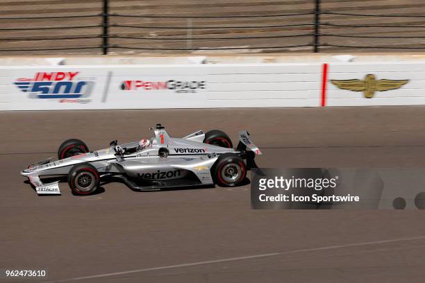 Indycar driver Josef Newgarden of Team Penske during the morning practice session on Carb Day for the Indianapolis 500 on May 25 at the Indianapolis...