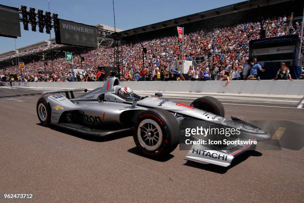 Indycar driver Josef Newgarden of Team Penske during the Pit Stop Challenge on Carb Day for the Indianapolis 500 on May 25 at the Indianapolis Motor...