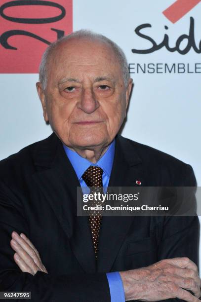 Sidaction founder Pierre Berge attends Fashion Dinner for AIDS at Pavillon d'Armenonville on January 28, 2010 in Paris, France.