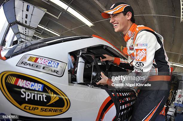 Coca Cola 600: Joey Logano in garage before race at Lowe's Motor Speedway. Concord, NC 5/25/2009 CREDIT: Nigel Kinrade