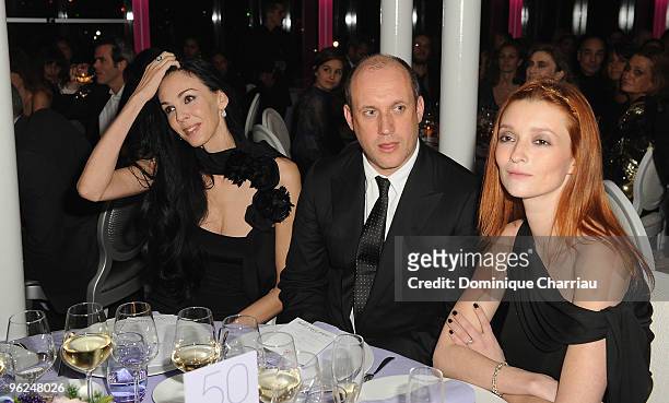 Wren Scott, Nina Ricci Designer Peter Copping and Audrey Marnay attend Fashion Dinner For AIDS at Pavillon d'Armenonville on January 28, 2010 in...