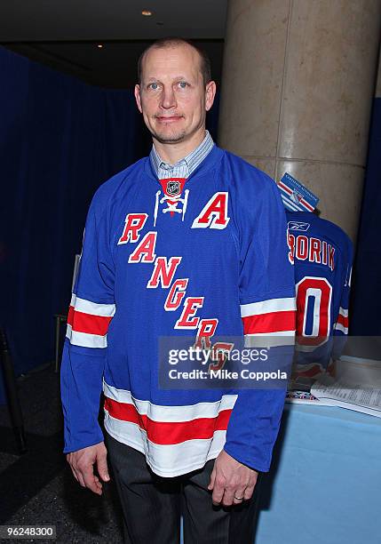 Former New York Rangers hockey player Adam Graves attends the 16th Annual Skate With The Greats at Rockefeller Center on January 28, 2010 in New...