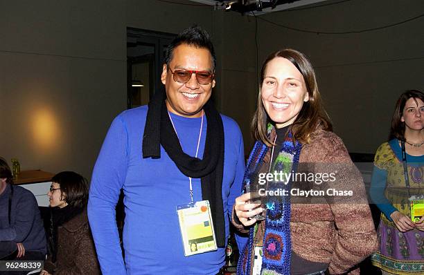 Director Bird Runningwater and Laurie Hopkins attend the Sundance NHK Reception at Sundance House during the 2010 Sundance Film Festival on January...