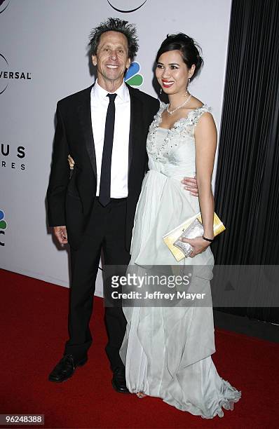 Brian Grazer and guest arrive at the NBC, Universal Pictures and Focus Features Official After Party for the 66th Annual Golden Globe Awards at the...