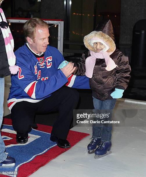Former New York Rangers hockey player Brian Leetch attends the 16th annual Skate with the Greats at Rockefeller Center on January 28, 2010 in New...
