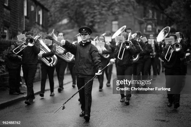 Tewit Youth Band plays in the Whit Friday brass band competition, in the village of Dobcross, on May 25, 2018 in Oldham, England. The 'Saddleworth...
