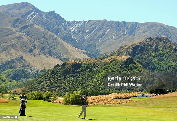 David Smail of New Zealand plays an approach shot on the 13th hole during day two of the New Zealand Open at The Hills Golf Club on January 29, 2010...