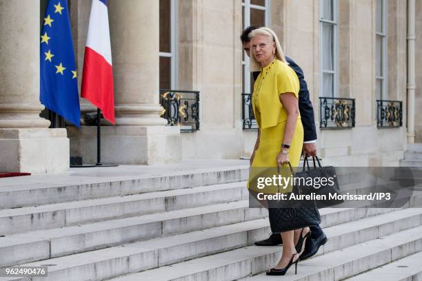 Ginni Rometty arrives at the Elysee Palace for a meeting with the French President on May 23, 2018 in Paris, France. On the eve of VivaTech, French...