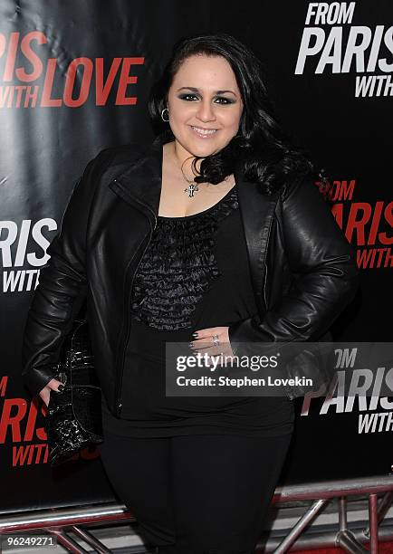 Actress Nikki Blonsky attends the "From Paris With Love" premiere at the Ziegfeld Theatre on January 28, 2010 in New York City.