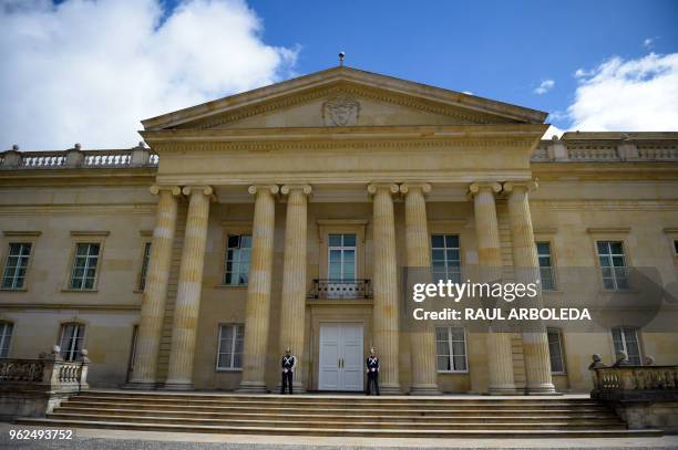 Picture of the facade of the Casa de Narino presidential palace in Bogota, taken on May 25, 2018. - Colombia holds presidential elections on May 27.