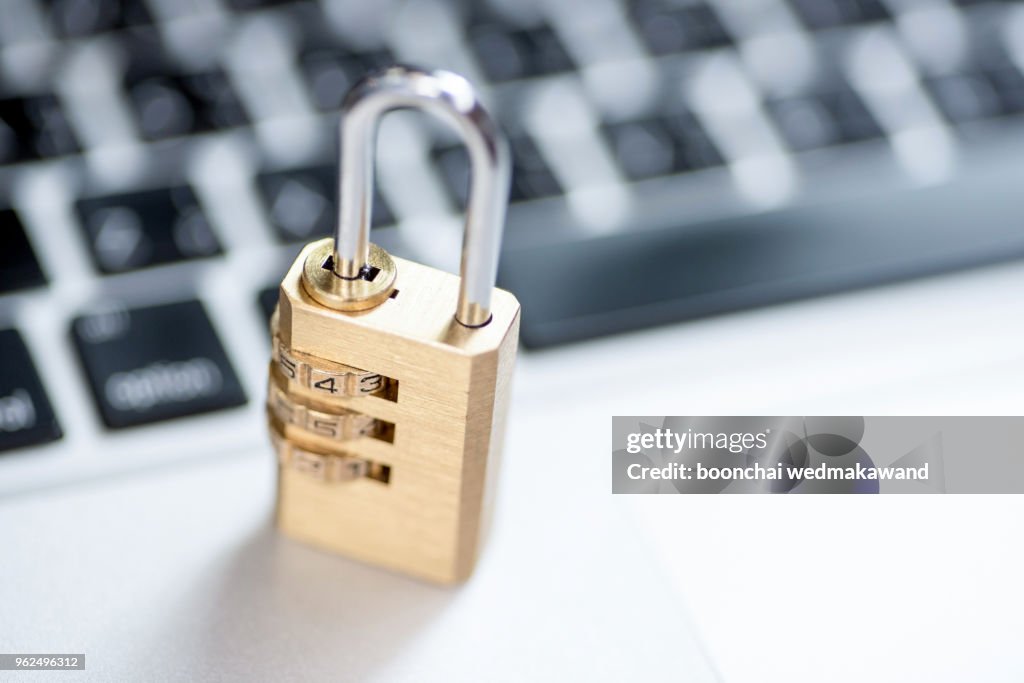 Laptop and padlock. Concept of computer security./Computer security