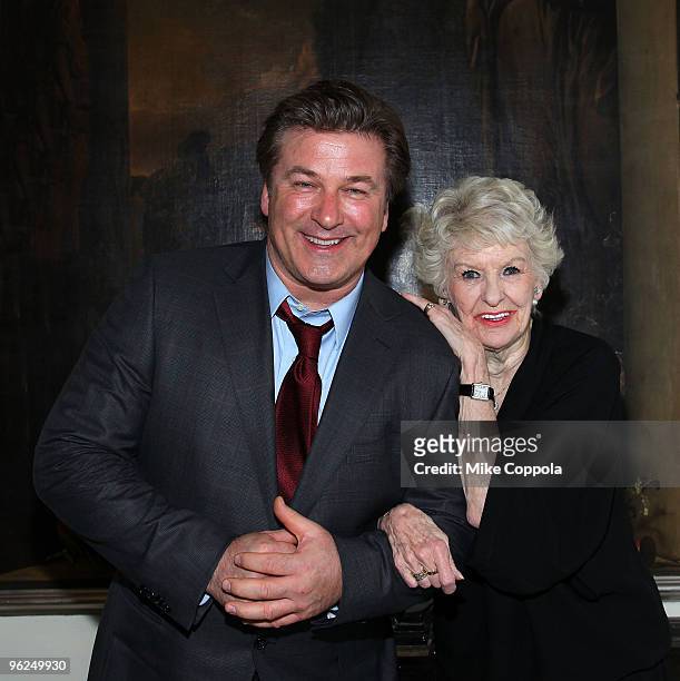 Actor Alec Baldwin and Elaine Stritch attend "At Home At The Carlyle: Elaine Stritch Singin' Sondheim... One Song At A Time" at Cafe Carlyle on...