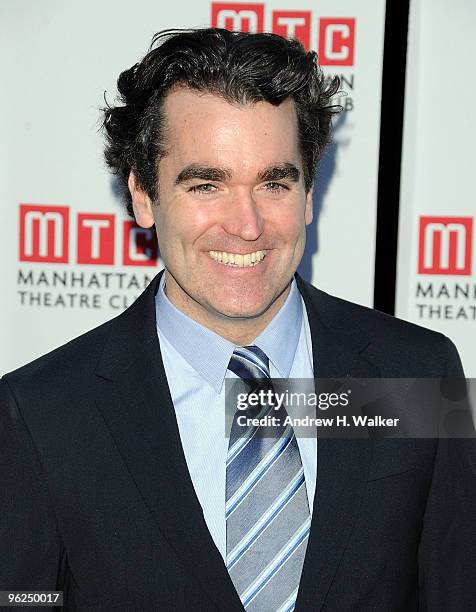 Actor Brian D'Arcy James attends the opening night party for "Time Stands Still" on Broadway at Planet Hollywood Times Square on January 28, 2010 in...