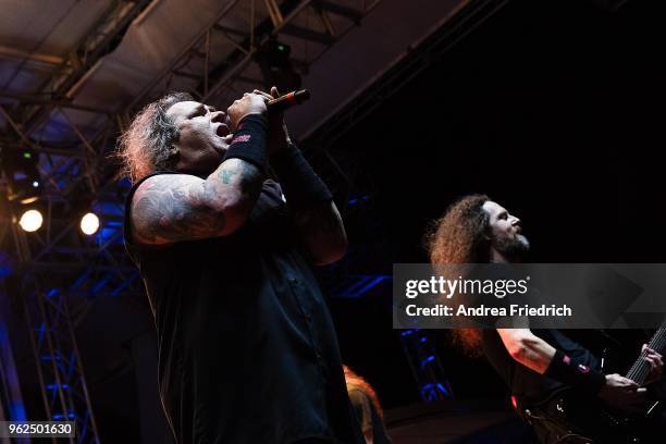 Steve 'Zetro' Souza and Kragen Lum of Exodus perform onboard the cruise liner 'Independence of the Seas' during the '70000 Tons of Metal' Heavy Metal...