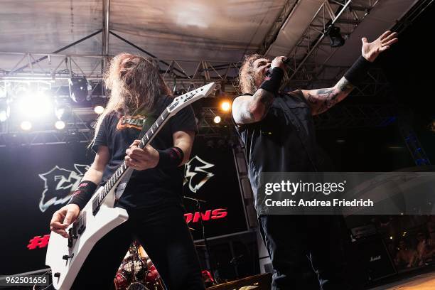 Lee Altus and Steve 'Zetro' Souza of Exodus perform onboard the cruise liner 'Independence of the Seas' during the '70000 Tons of Metal' Heavy Metal...