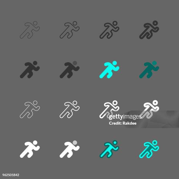 running icon - multi series - track runner stock illustrations