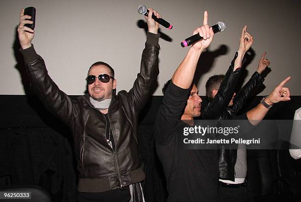 Donnie Wahlberg and Danny Wood from New Kids on the Block promote "Coming Home" at AMC Loews Raceway 10 on January 28, 2010 in Westbury, New York.