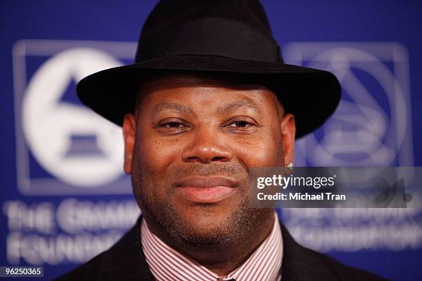 Jimmy Jam arrives to The GRAMMY Foundation Music Preservation Project Presents "Cue The Music" held at The Wilshire Ebell Theatre on January 28, 2010...