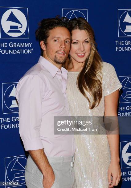 Jason Mraz and Colbie Caillat arrive to The GRAMMY Foundation Music Preservation Project Presents "Cue The Music" held at The Wilshire Ebell Theatre...